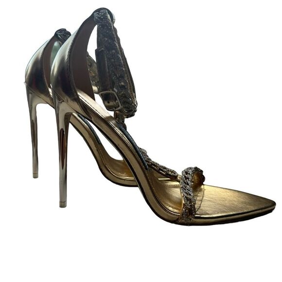 REVOLVE JESSICA RICH GOLD EMBELLISHED LUXE SANDAL 120 MM - Picture 7 of 13